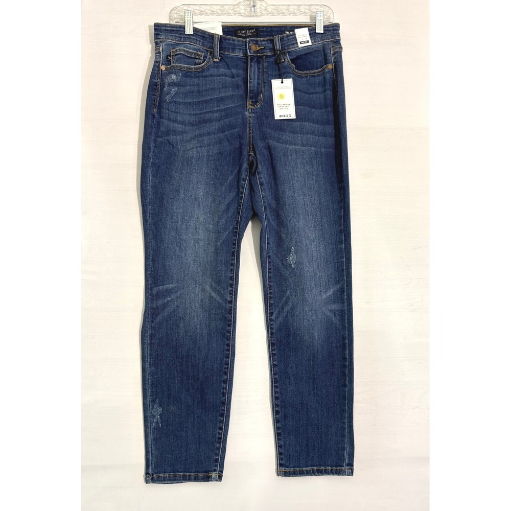 Judy Blue Mid Rise Relaxed Fit Jeans Dark Stone Distressed JB82251DK Size‎ 11/30